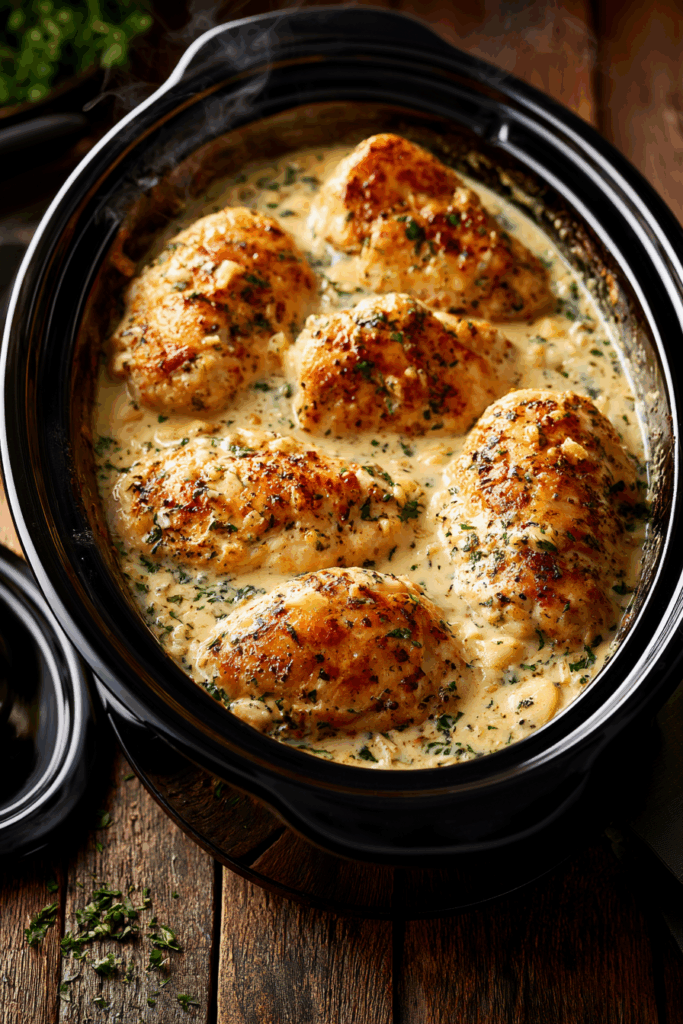 Creamy Garlic Crockpot Boneless Chicken Breast for Healthy Week Night Dinners Creamy Garlic Crockpot Boneless Chicken Breast for Healthy Week Night Dinners