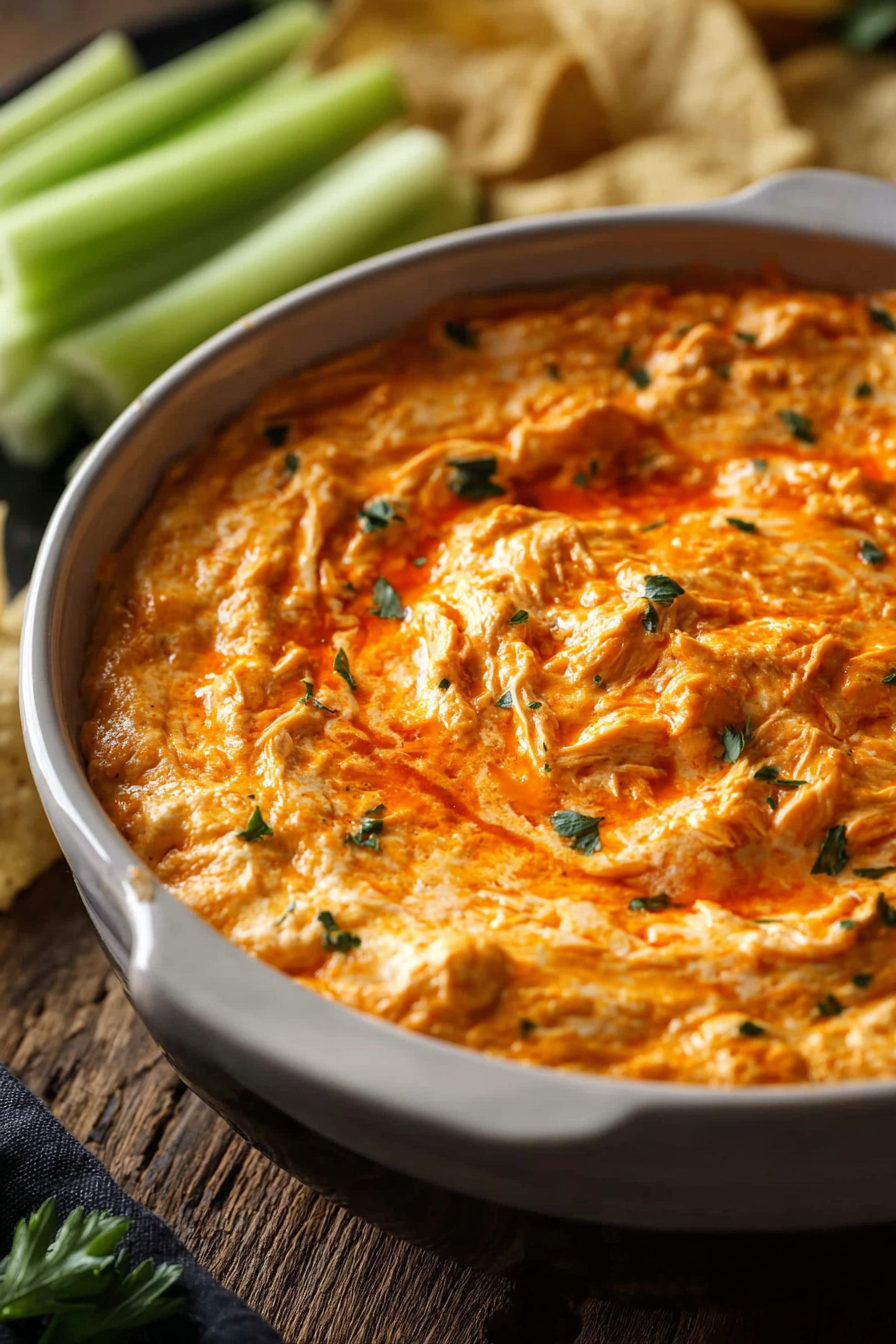 Creamy Hot Buffalo Chicken Dip With Cream Cheese