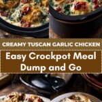 Creamy Tuscan Garlic Chicken Thighs, Easy Crockpot Meal Dump and Go Creamy Tuscan Garlic Chicken Thighs, Easy Crockpot Meal Dump and Go