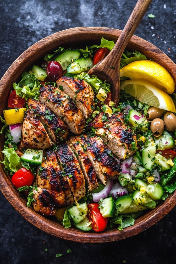 Grilled Chicken Lemon Herb Mediterranean Salad 1