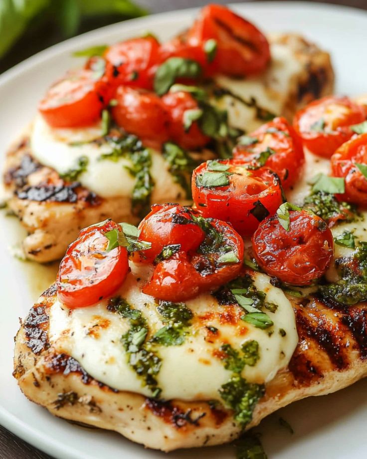 Grilled Chicken Margherita with Pesto & Mozzarella Grilled Chicken Margherita with Pesto & Mozzarella
