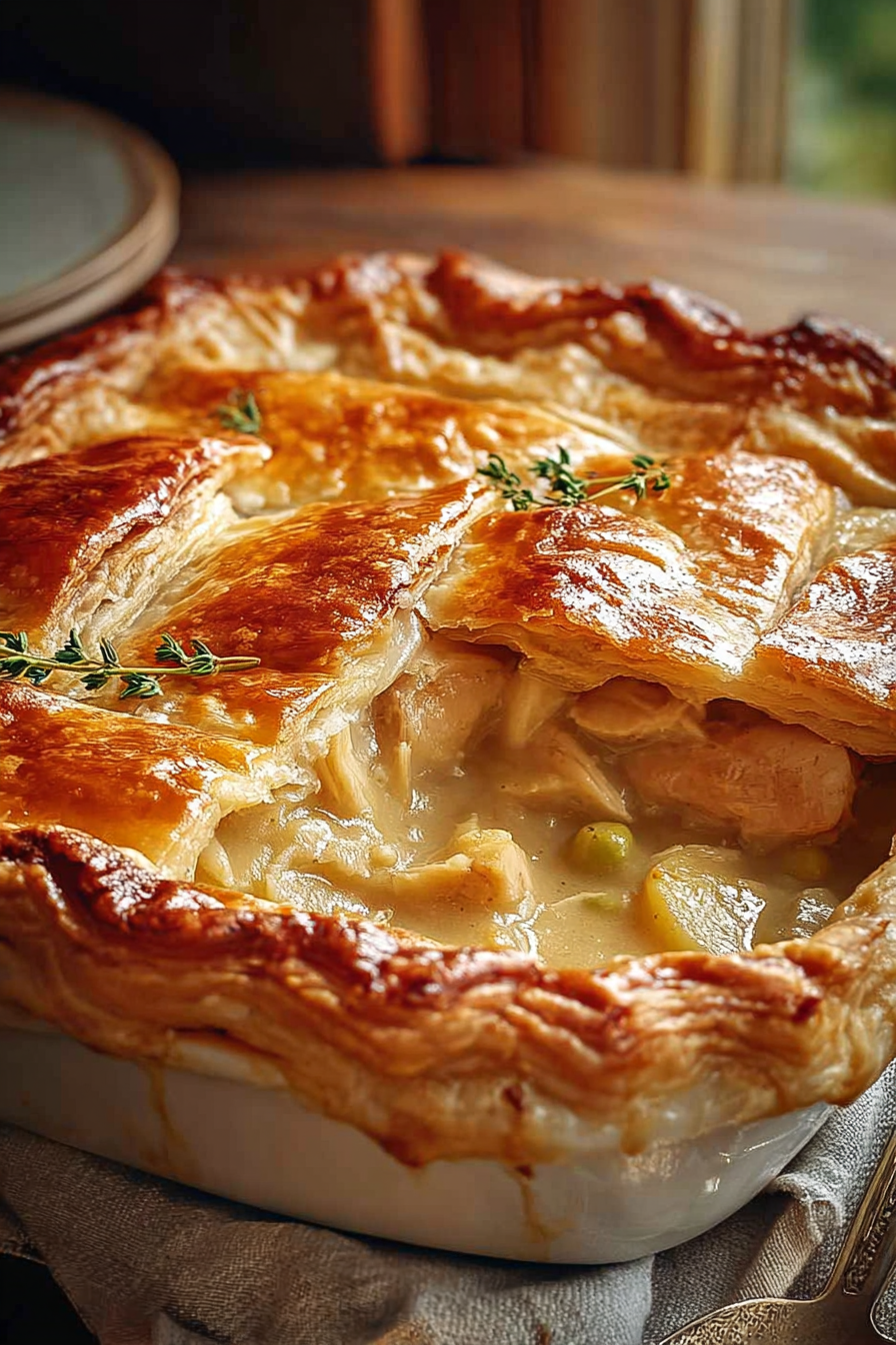 Homemade Pot Pie with Creamy Chicken Filling & Double Crust