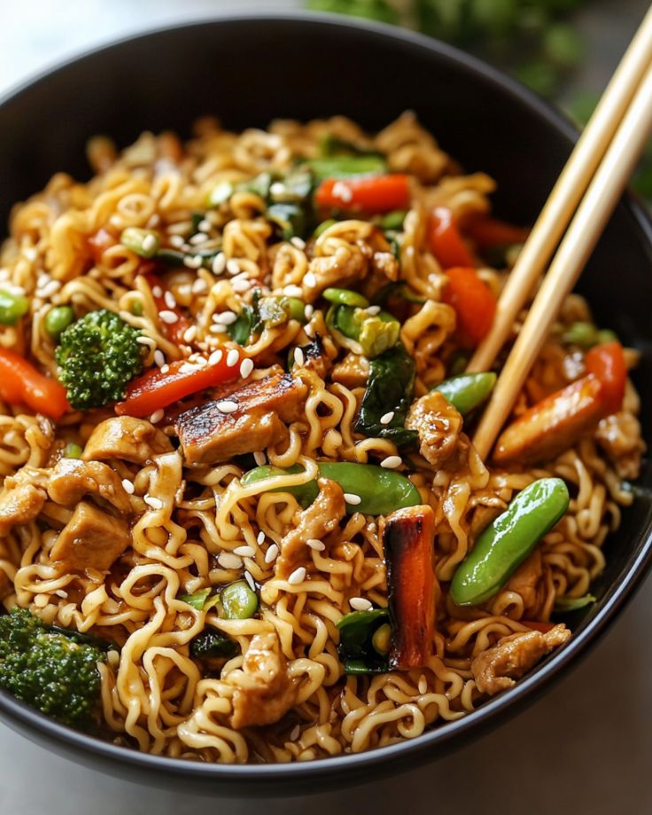 Easy Chicken Ramen Noodle Stir Fry Recipe