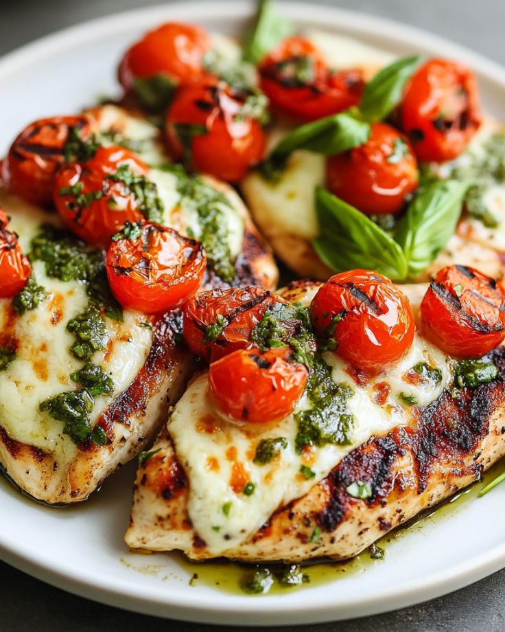 Grilled Chicken Margherita with Pesto & Mozzarella Grilled Chicken Margherita with Pesto & Mozzarella