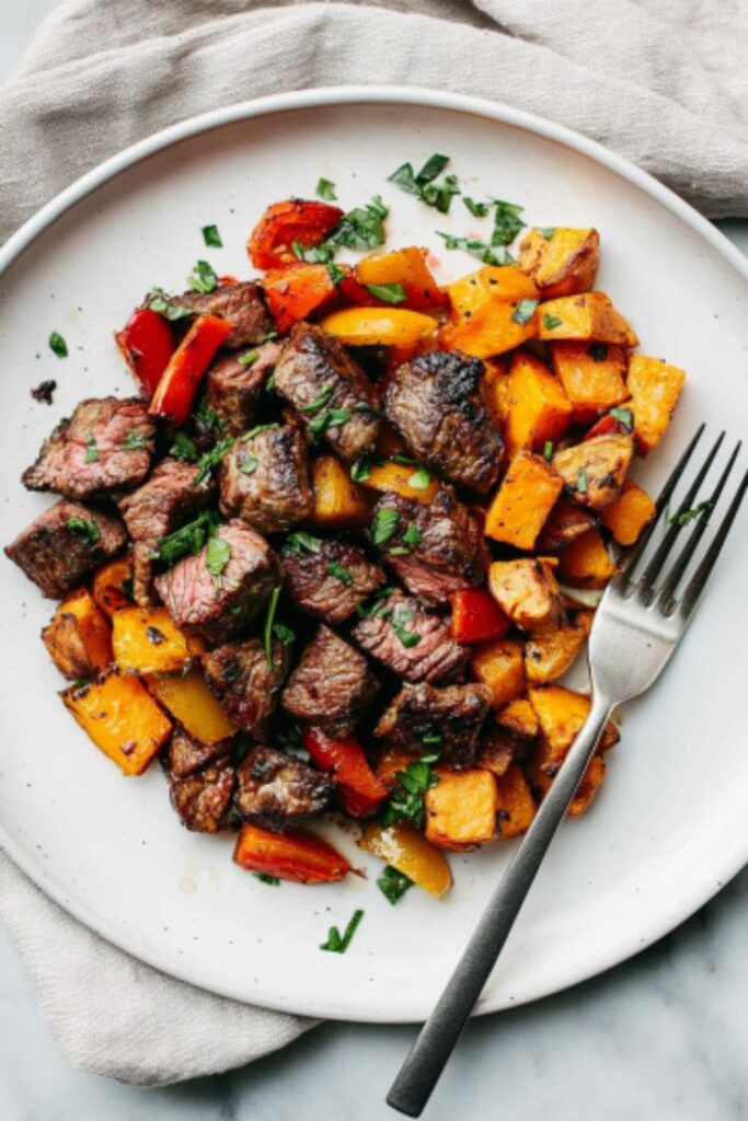 Steak and Sweet Potato Skillet Recipe - Thecozyweave