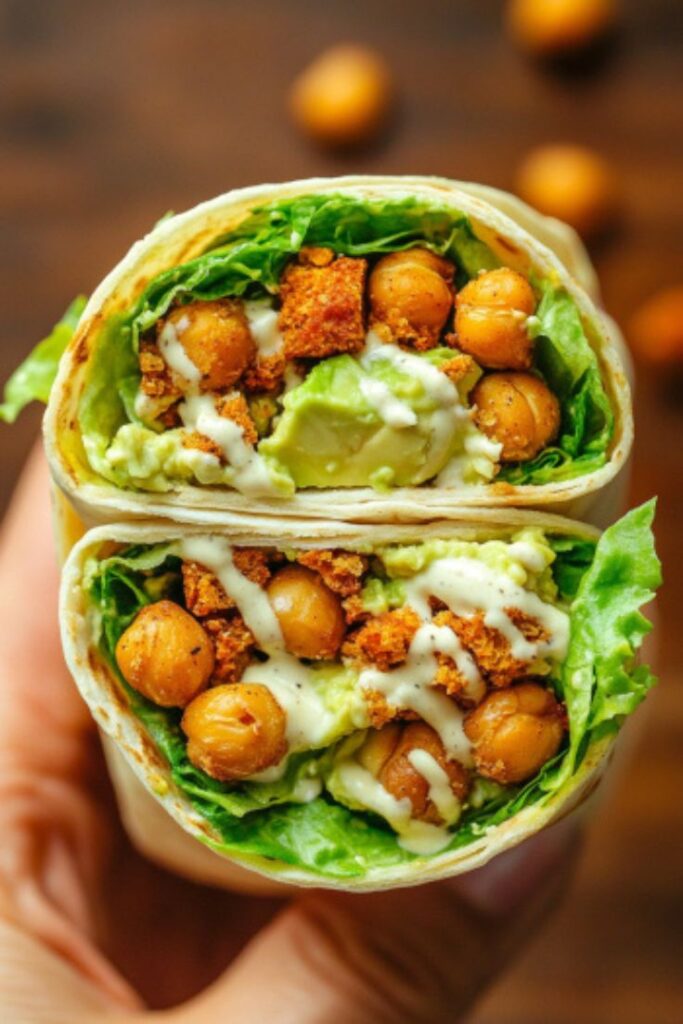 Chickpea Caesar Salad Wraps