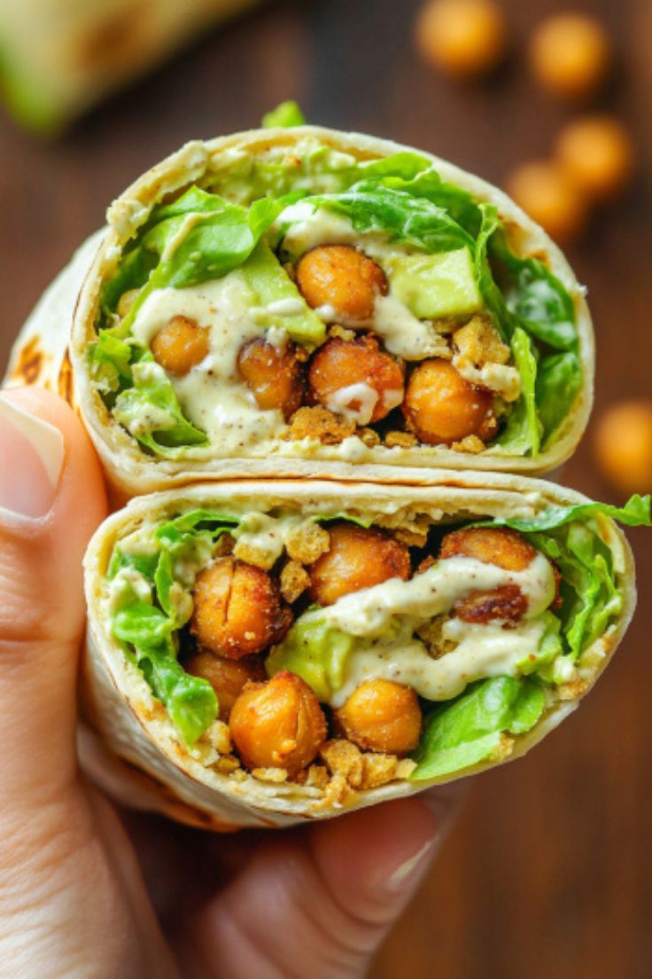 Chickpea Caesar Salad Wraps