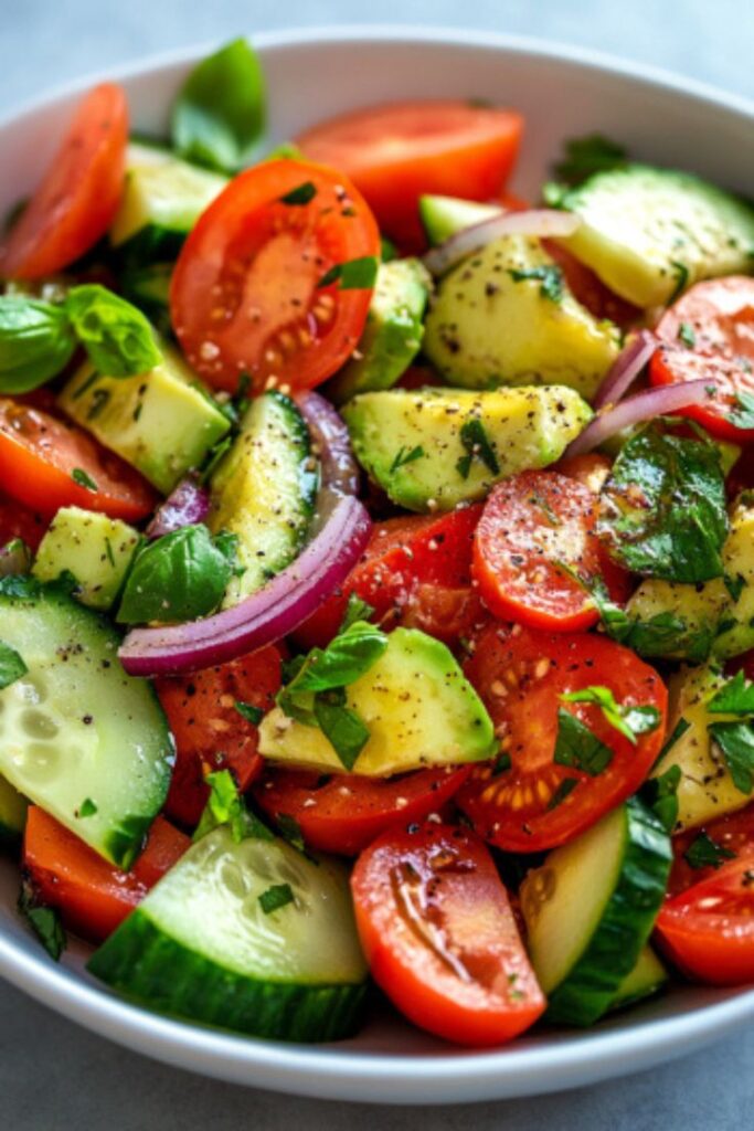 Cucumber, Tomato, and Avocado Salad