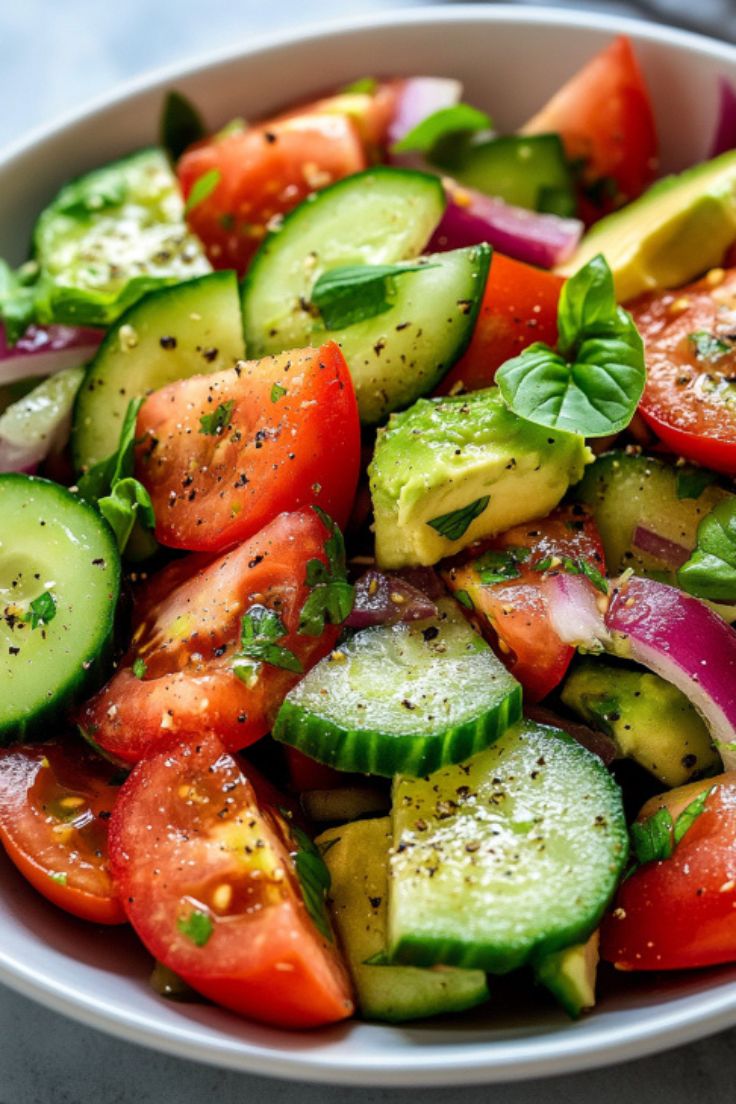 Cucumber, Tomato, and Avocado Salad