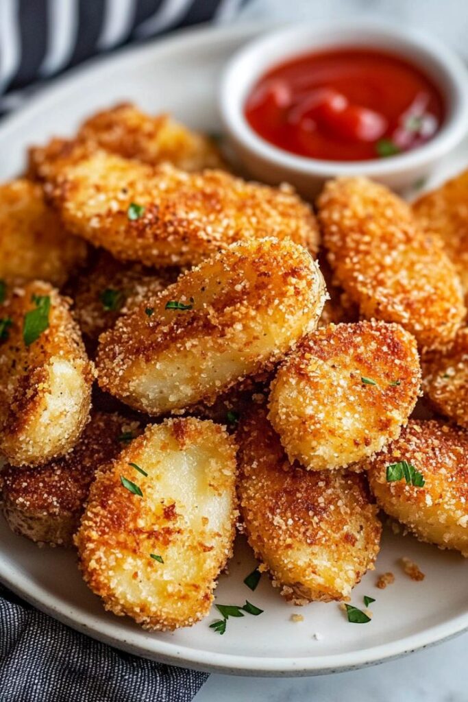 Crispy Garlic Parmesan Crusted Potatoes