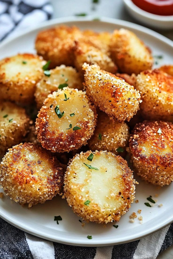 Crispy Garlic Parmesan Crusted Potatoes