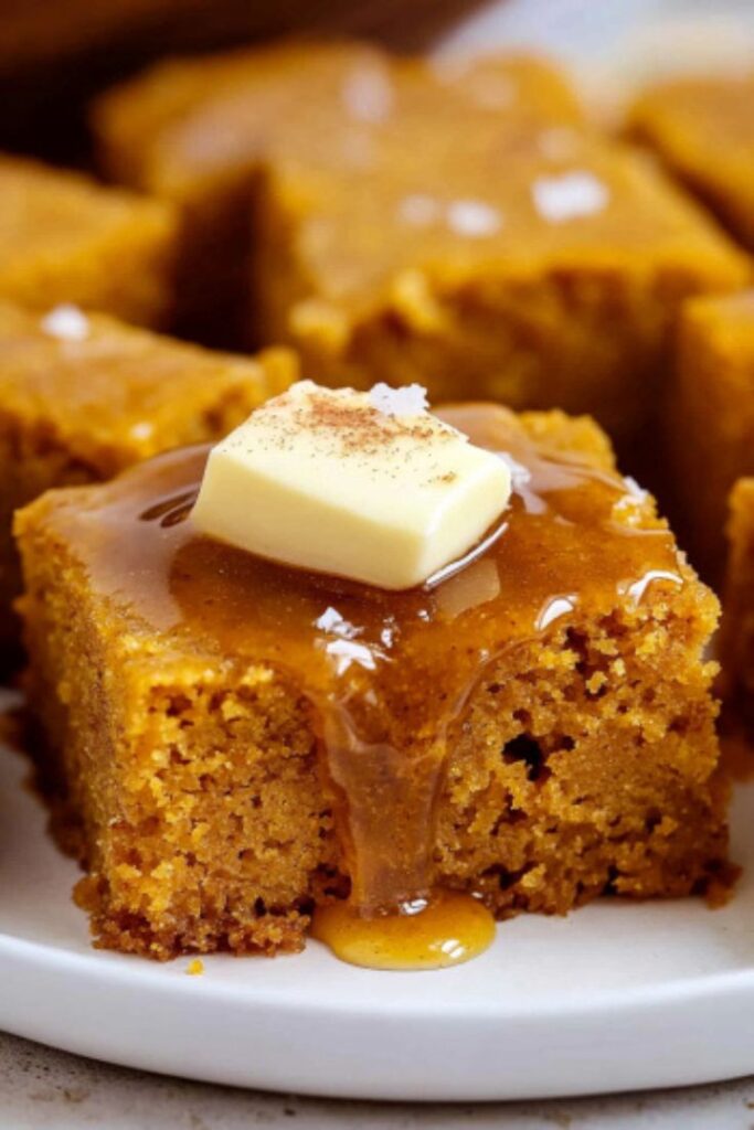 Pumpkin Cornbread with Cinnamon Honey Butter