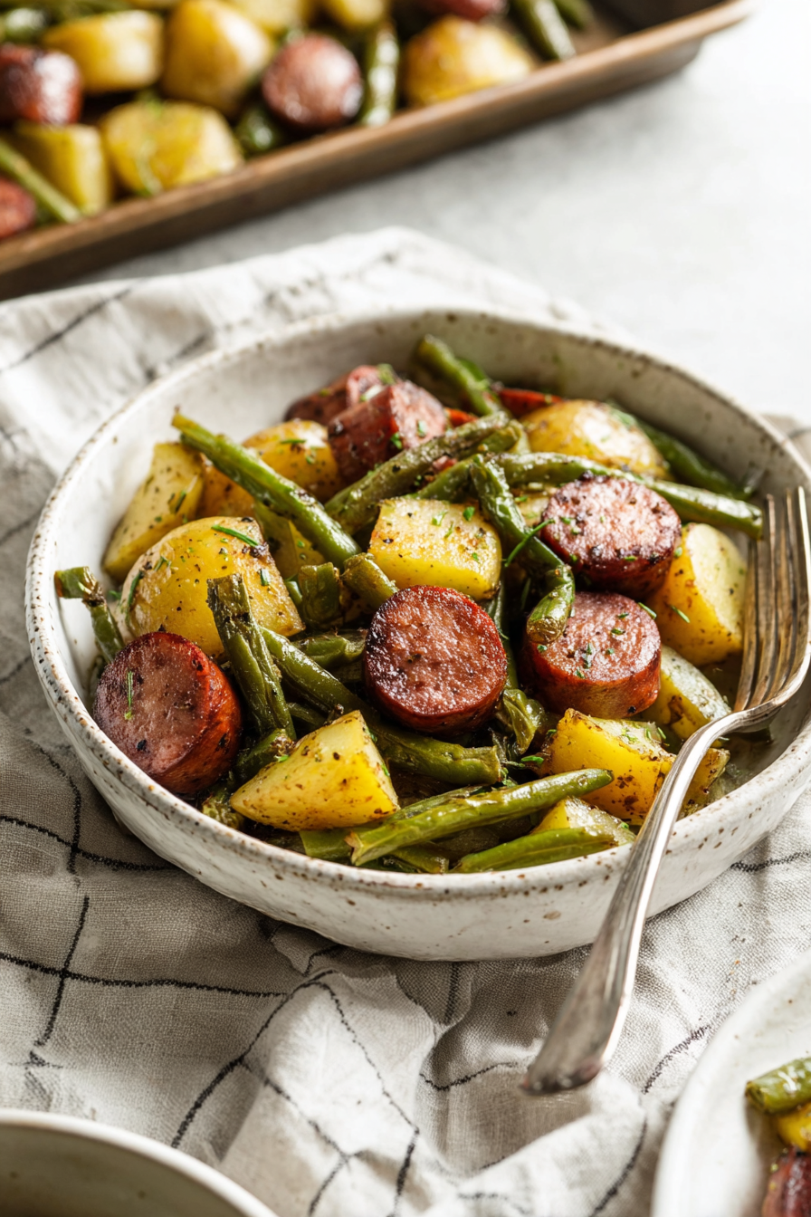 A Quick Sheet Pan Sausage with Potatoes & Green Beans 1