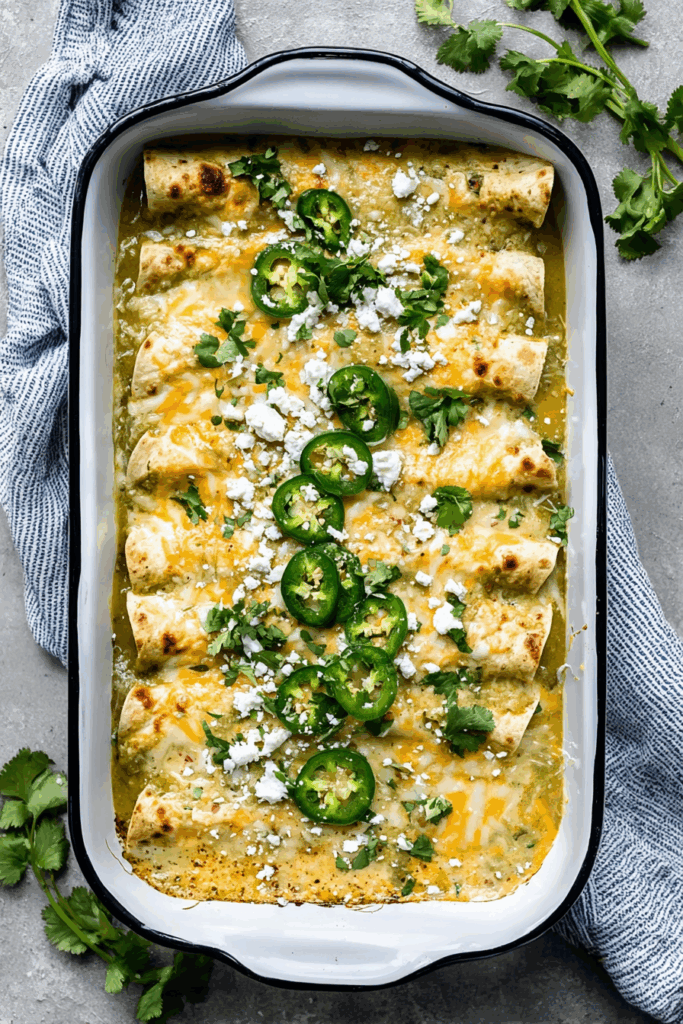Creamy Chicken and White Bean Enchiladas with Salsa Verde Creamy Chicken and White Bean Enchiladas with Salsa Verde