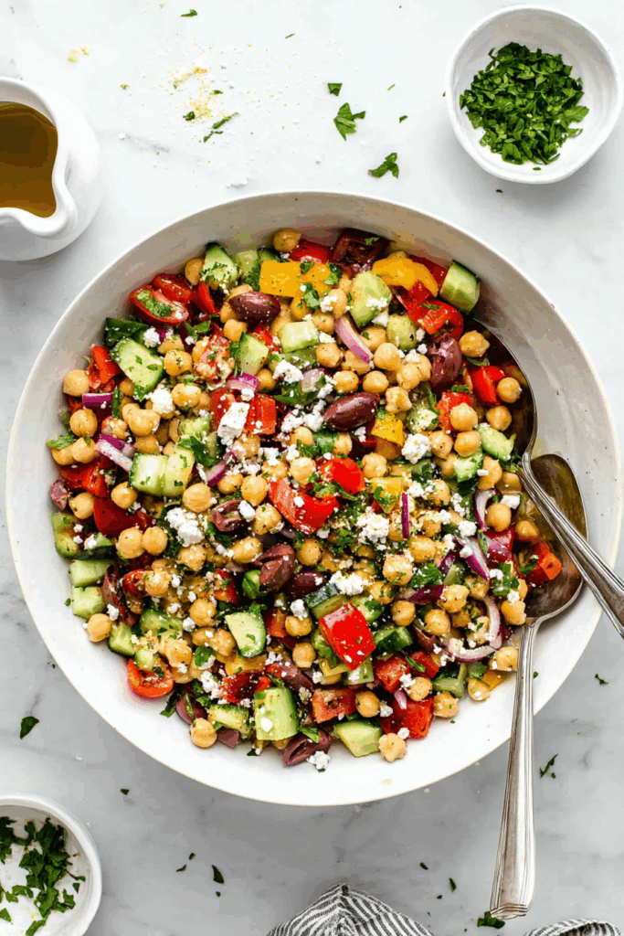 Easy 10 Minutes Mediterranean Chickpea Salad Easy 10 Minutes Mediterranean Chickpea Salad