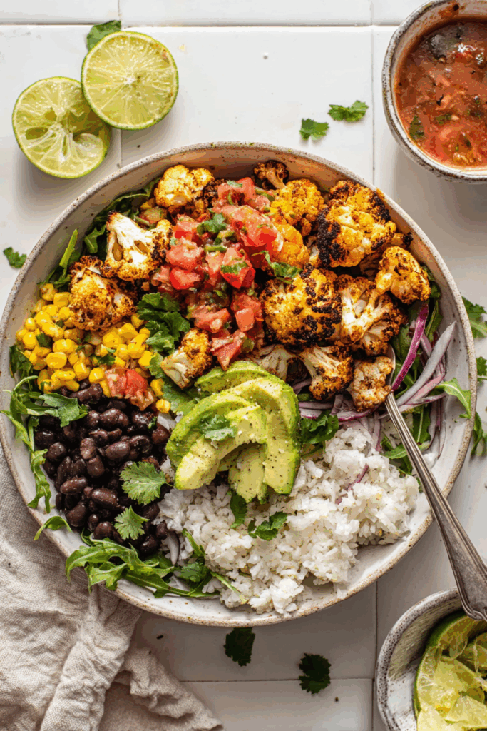 Easy Roasted Cauliflower Burrito Bowls