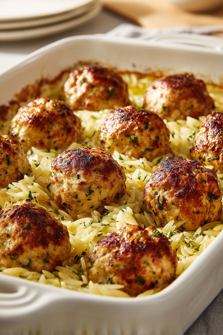 How To Make Greek Chicken Meatballs with Lemon Orzo 1