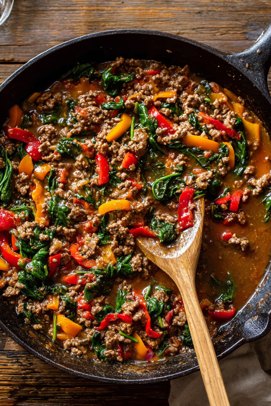 One Skillet French Onion Tater Tot Casserole