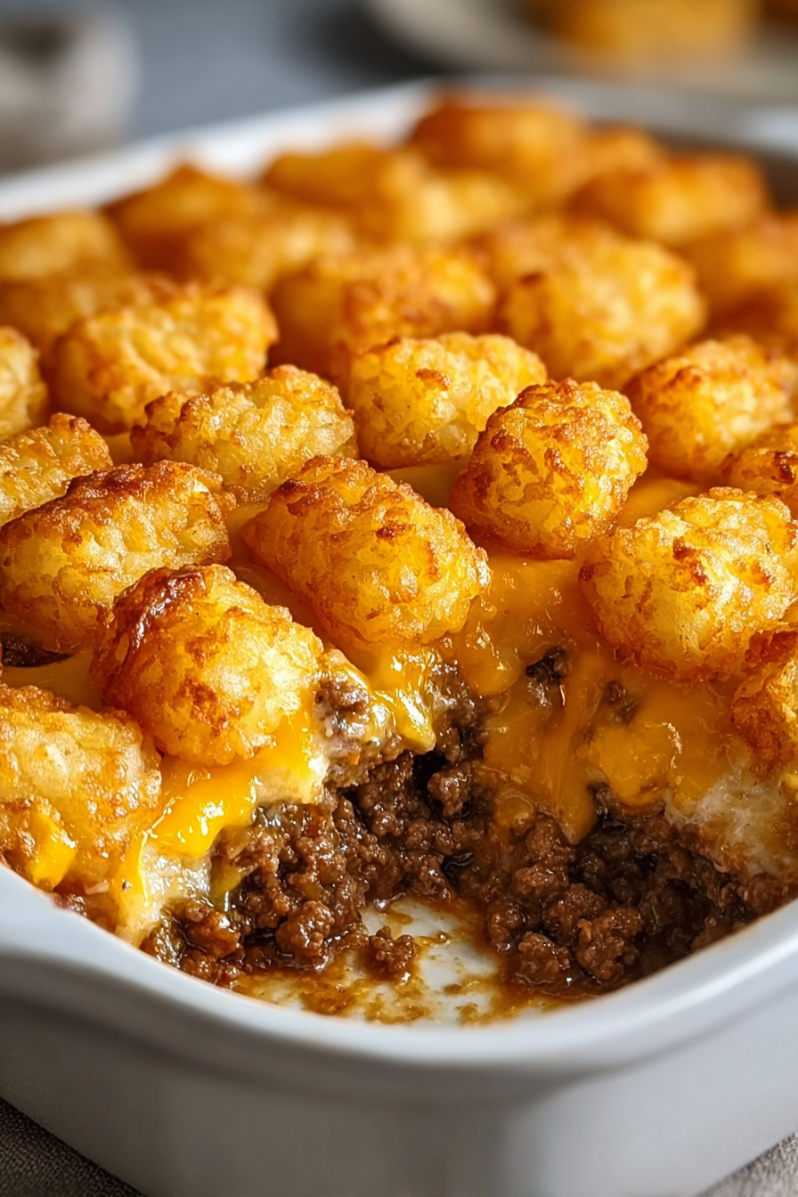 Tater Tot Casserole with Ground Beef