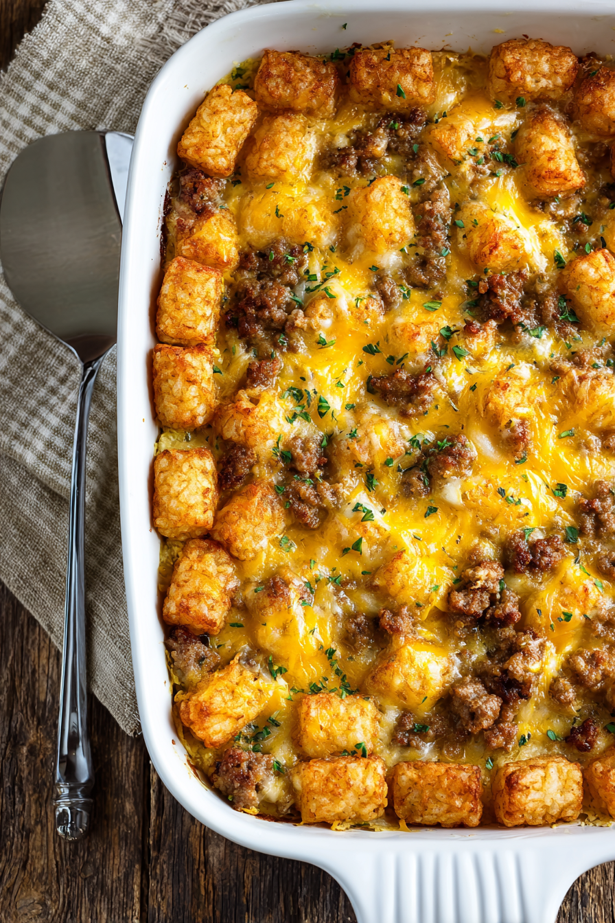 Tater Tot Sausage Breakfast Casserole