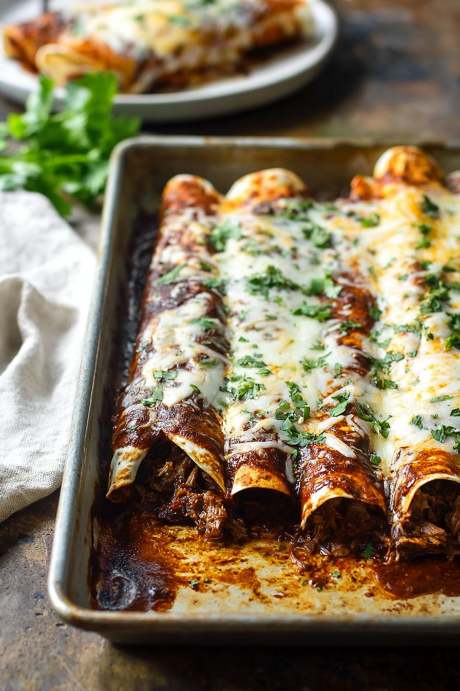 The Best Shredded Beef Enchiladas with Ancho Chile Sauce