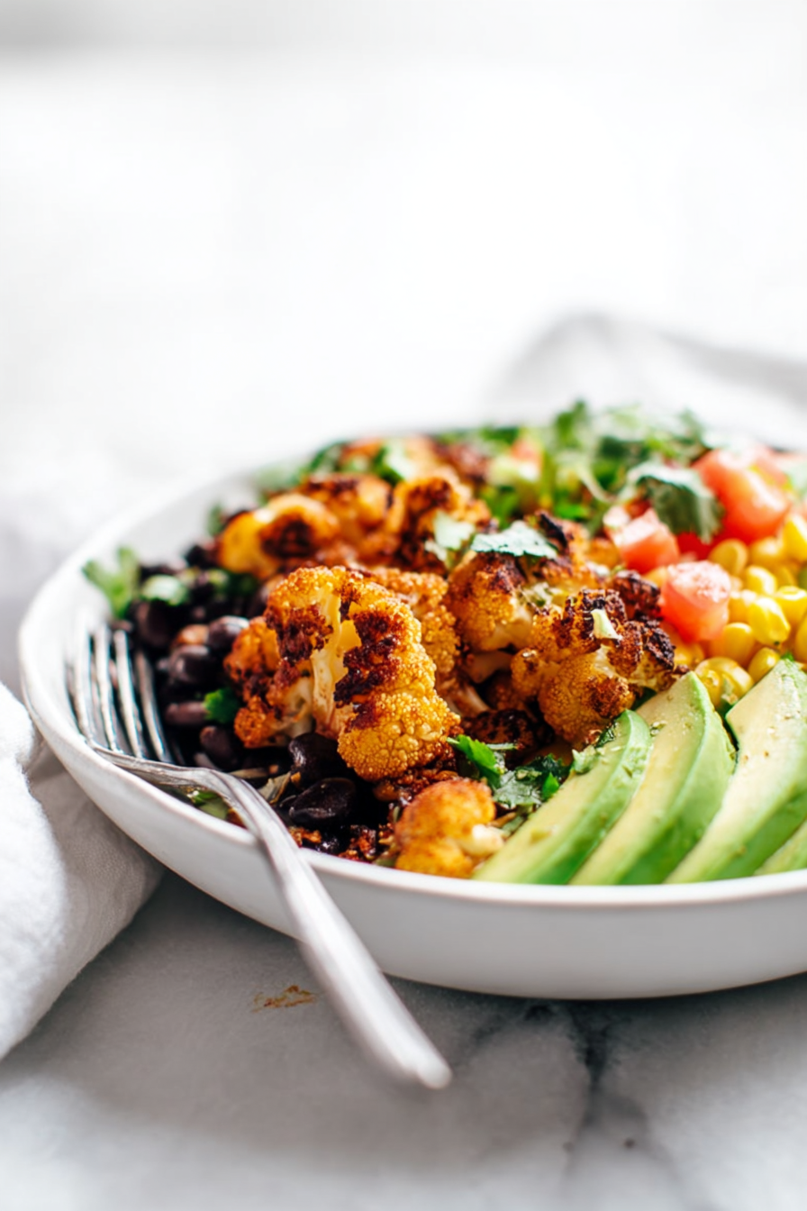 Yummy Roasted Cauliflower Burrito Bowls