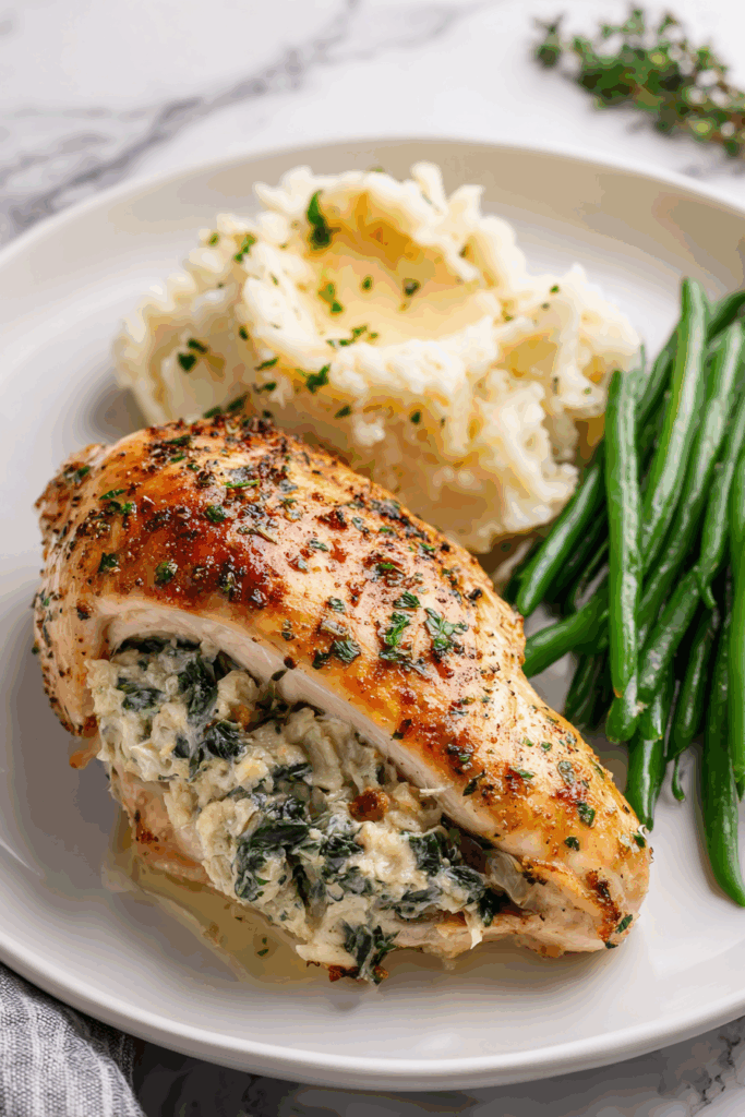 Easy Spinach and Cream Cheese Stuffed Chicken Breast