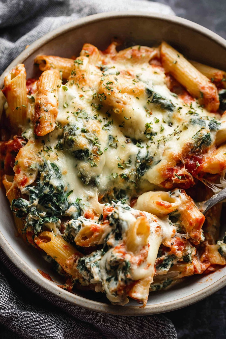 Creamy Cheesy Spinach & Ricotta Pasta Bake