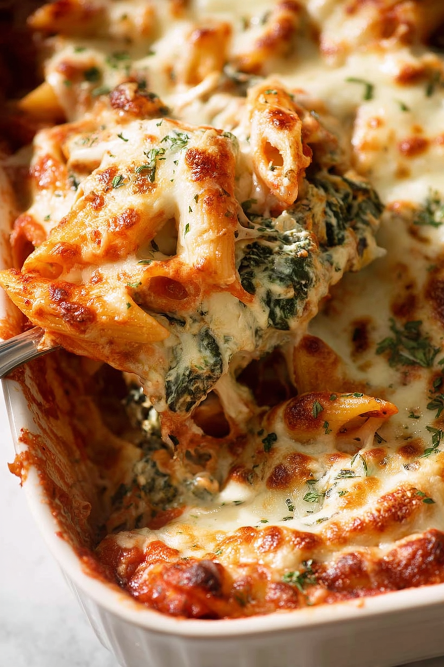 Creamy Cheesy Spinach & Ricotta Pasta Bake
