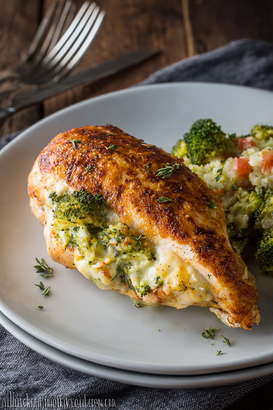 Creamy Yummy Broccoli Cheese Stuffed Chicken Breast