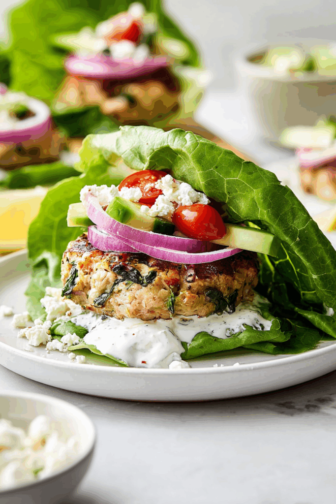 Delicious Greek-inspired Chicken Burgers Delicious Greek-inspired Chicken Burgers