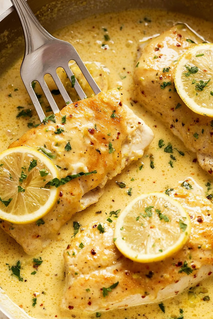 Easy Baked Fish with Lemon Cream Sauce (One-Dish Meal)