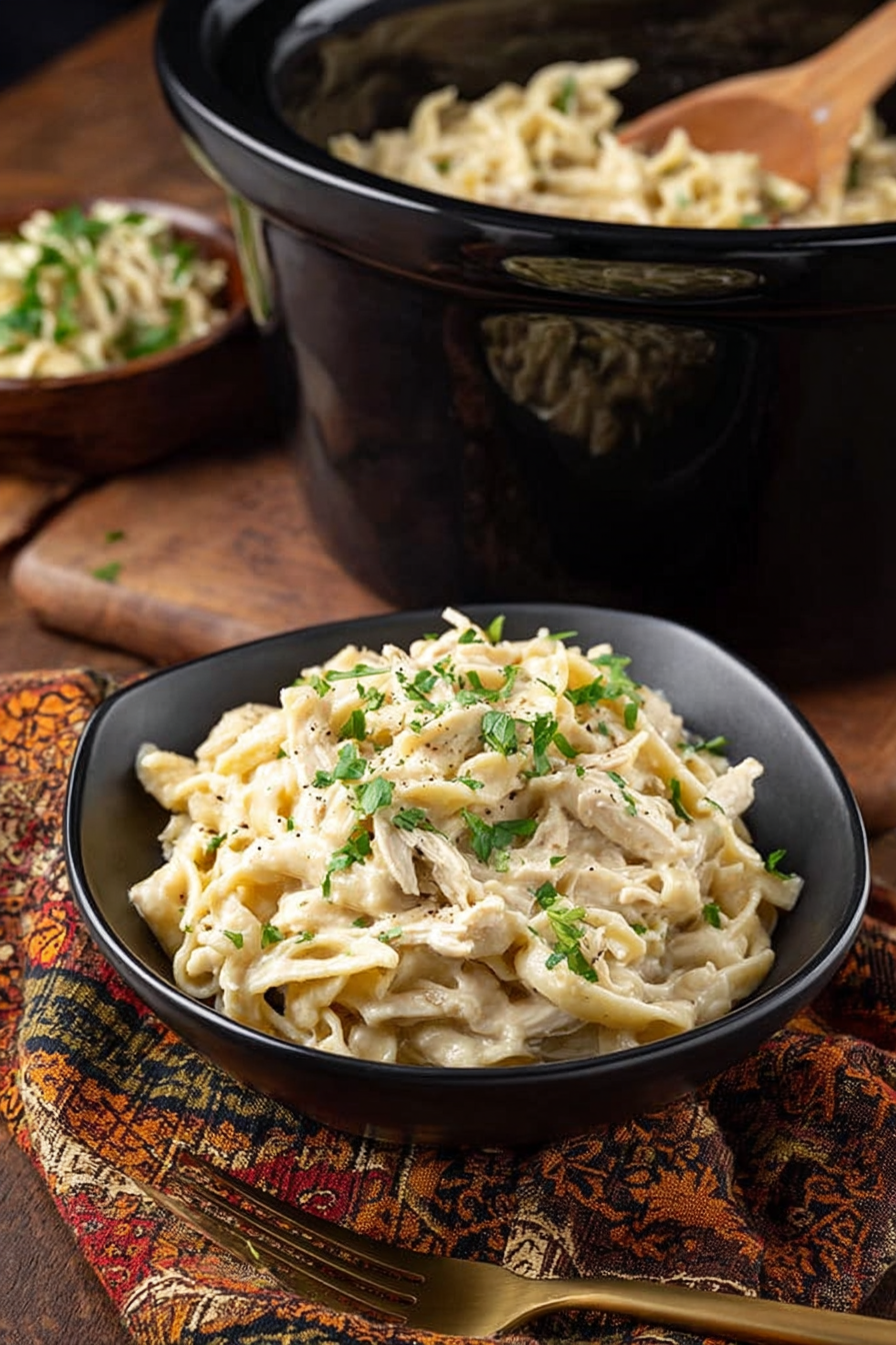 Easy Slow Cooker Chicken and Noodles