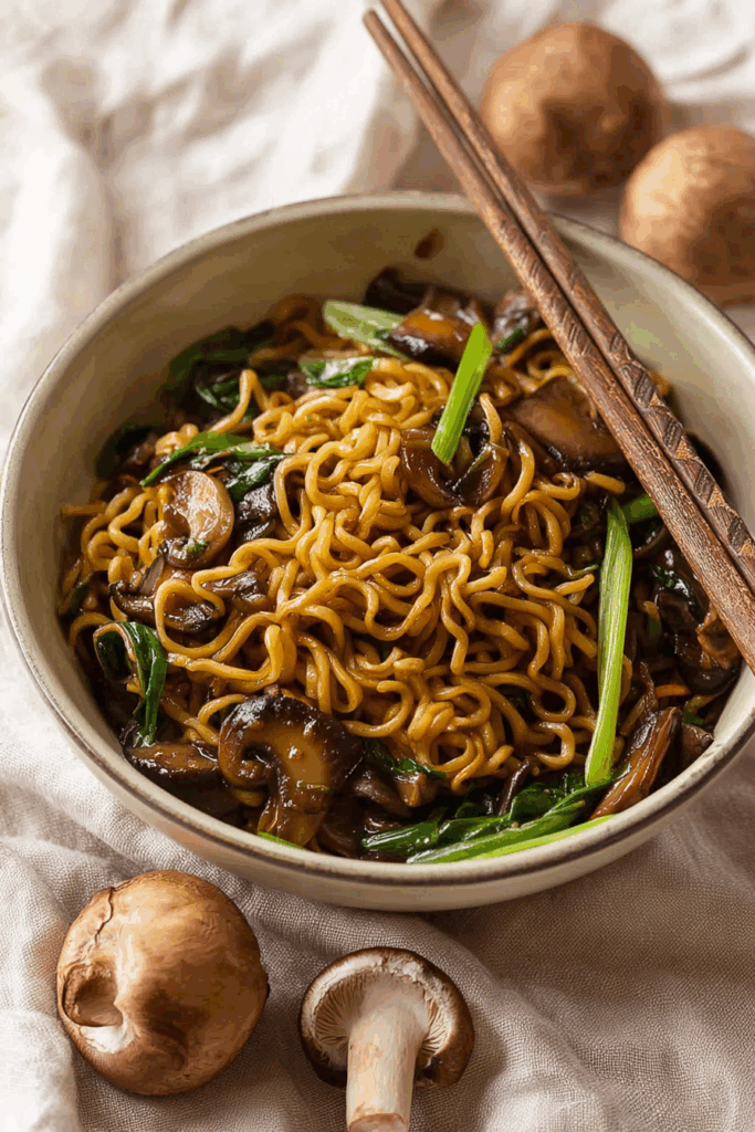 Fast Delicious Asian Mushroom Ramen Noodles