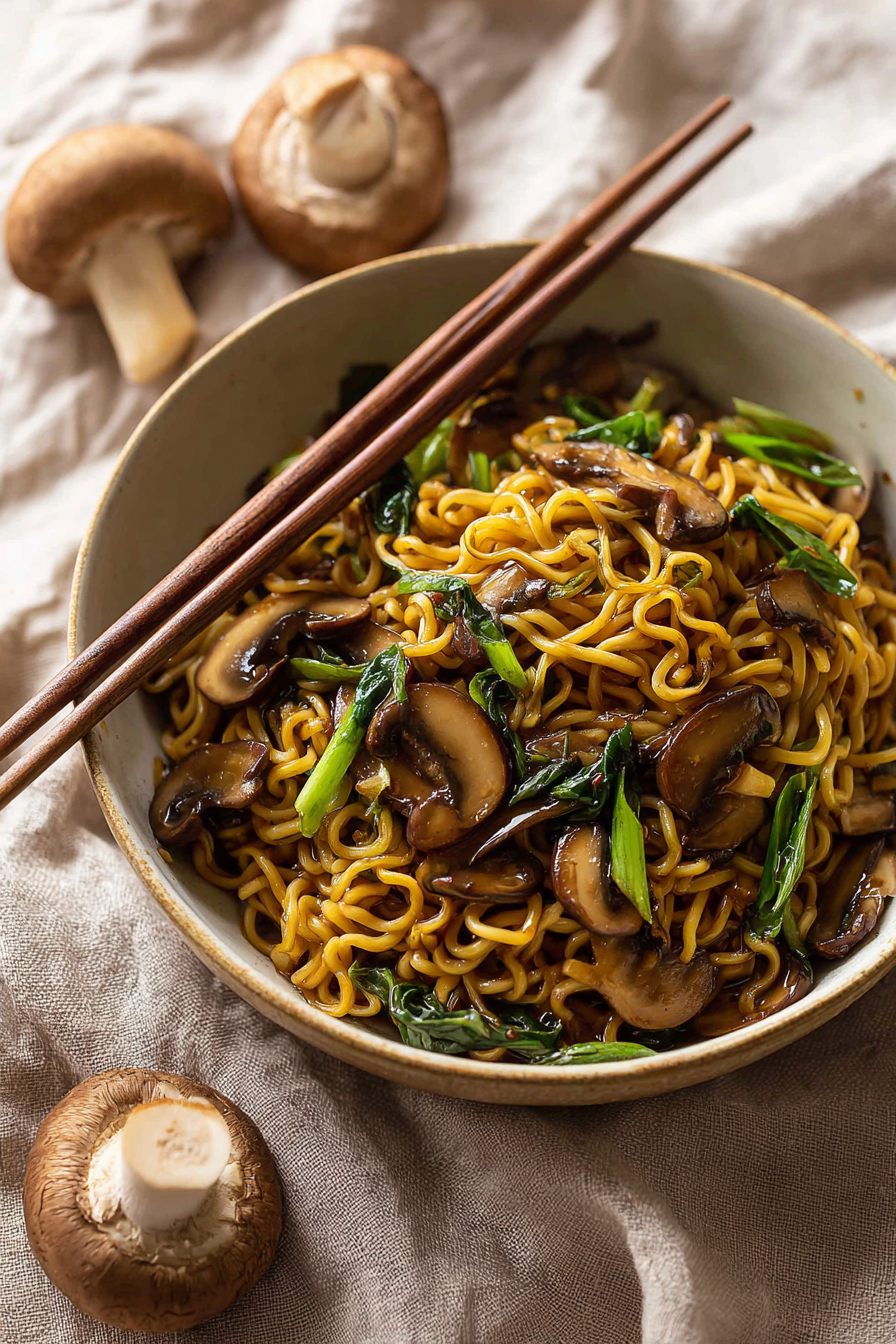 Fast Delicious Asian Mushroom Ramen Noodles
