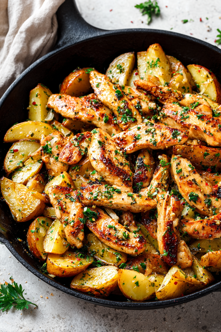 Garlic Butter Chicken & Potato Skillet Dinner Recipe