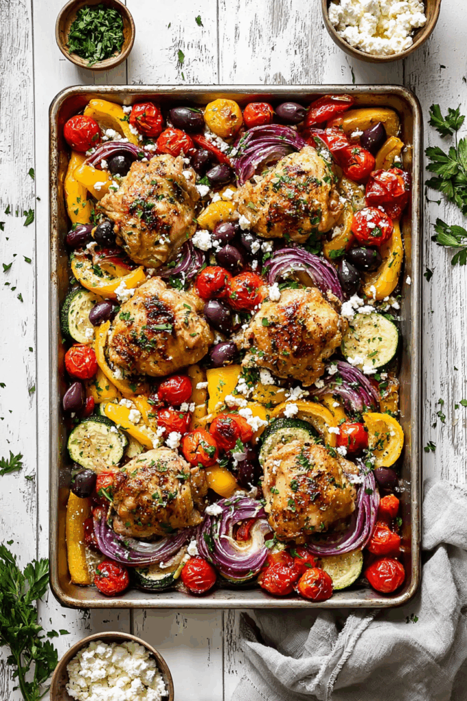 Greek-Inspired Sheet Pan Chicken & Vegetables Greek-Inspired Sheet Pan Chicken & Vegetables