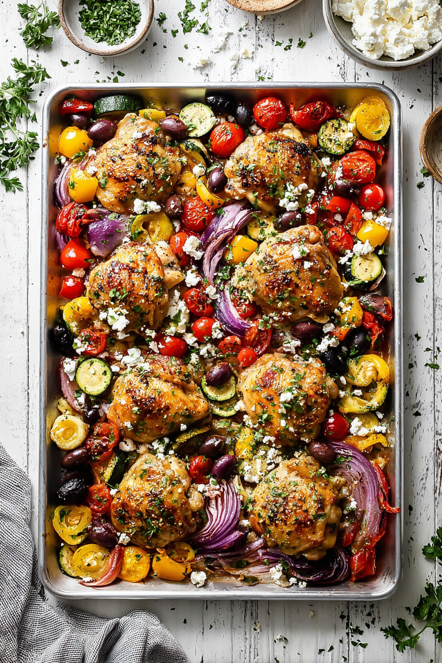 Greek-Inspired Sheet Pan Chicken & Vegetables Greek-Inspired Sheet Pan Chicken & Vegetables
