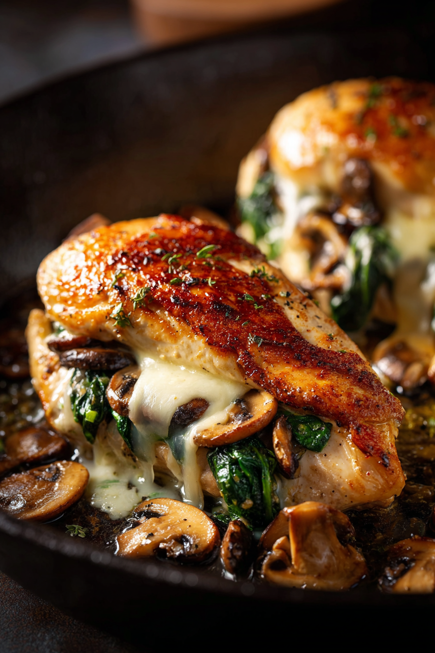Juicy Mushroom-Stuffed Chicken Breast Dinner Recipe