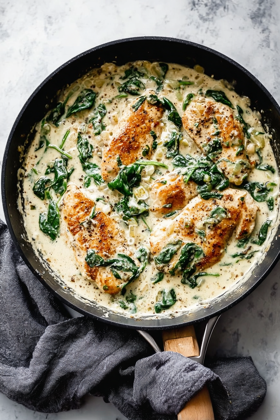 One-Skillet Creamy Spinach Chicken
