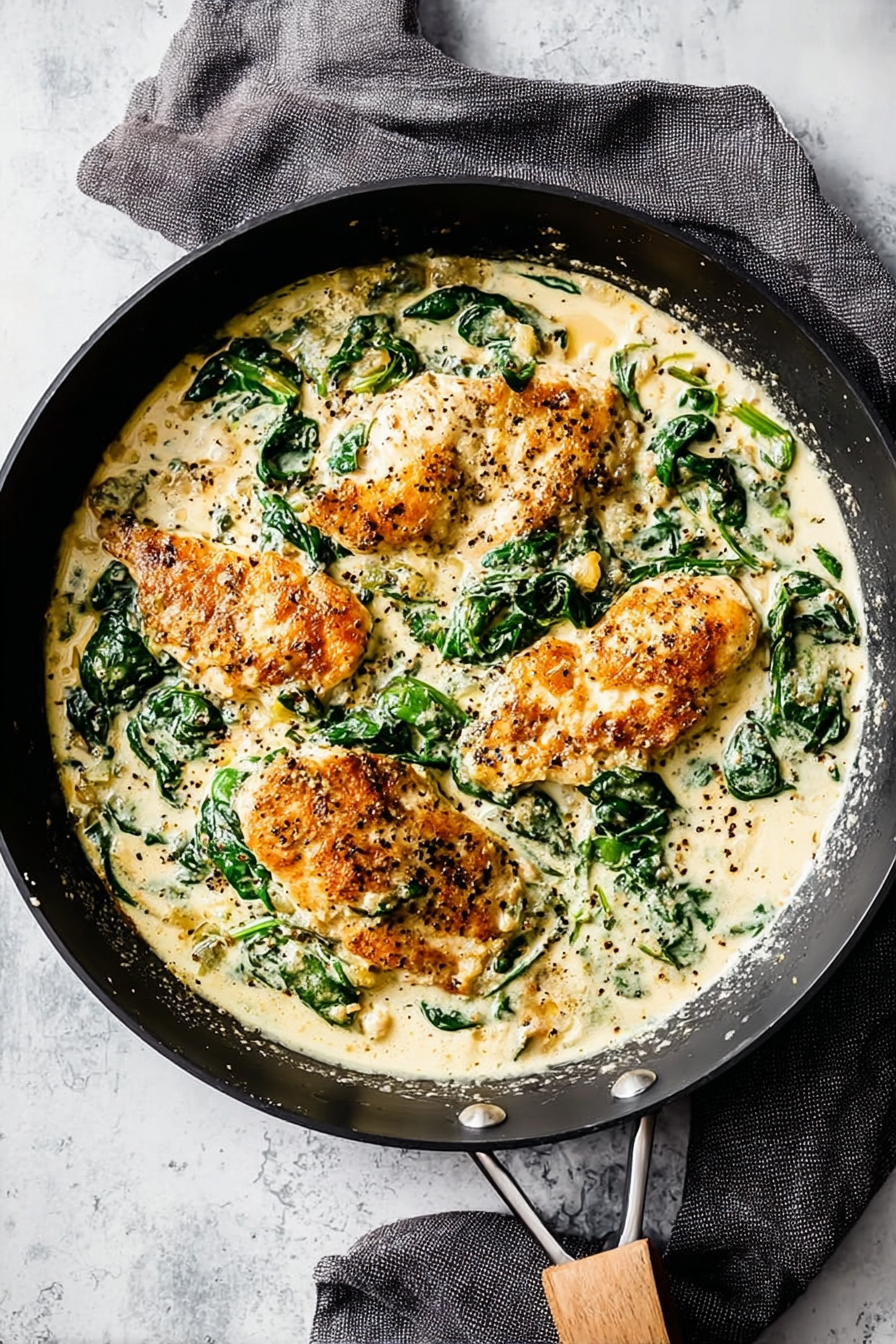 One-Skillet Creamy Spinach Chicken 3