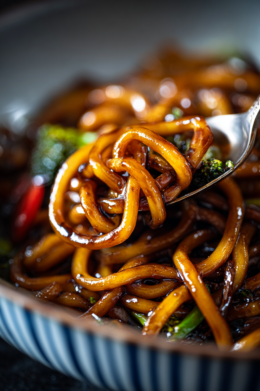 Quick Easy Black Pepper Stir-Fried Udon