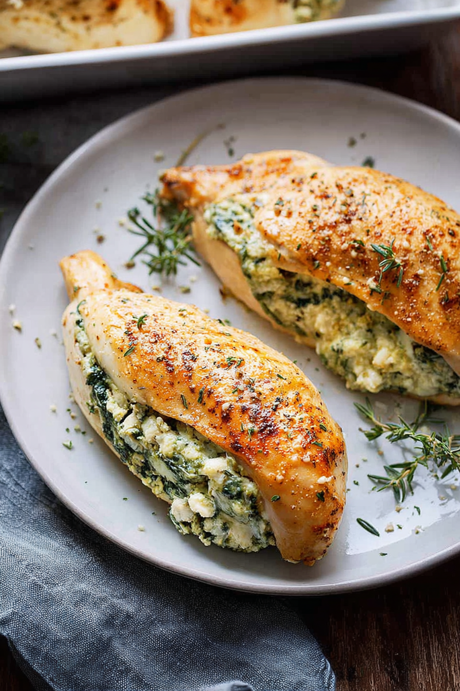 Tender Creamy Spinach-Stuffed Chicken Breasts