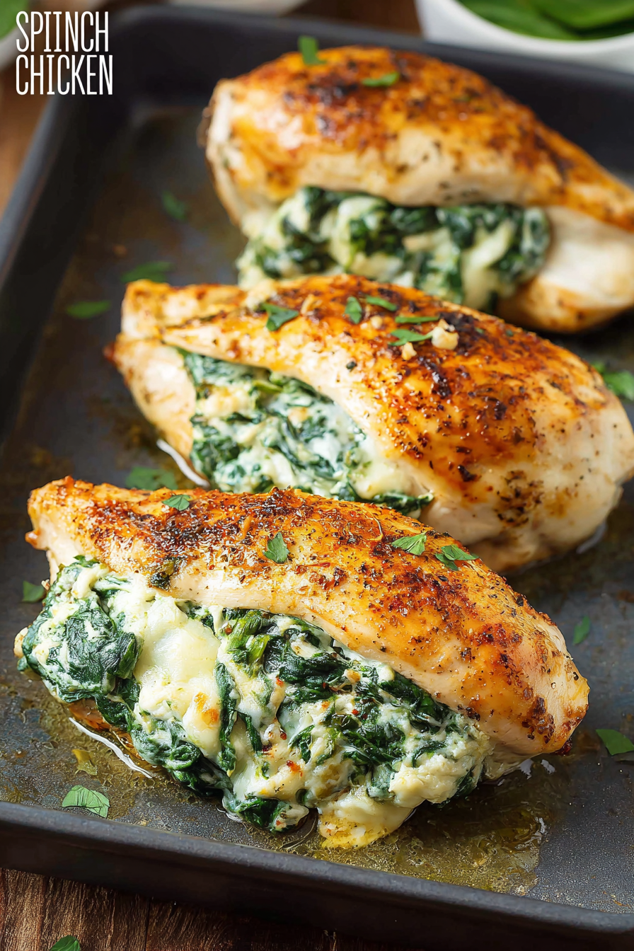 Tender Creamy Spinach-Stuffed Chicken Breasts
