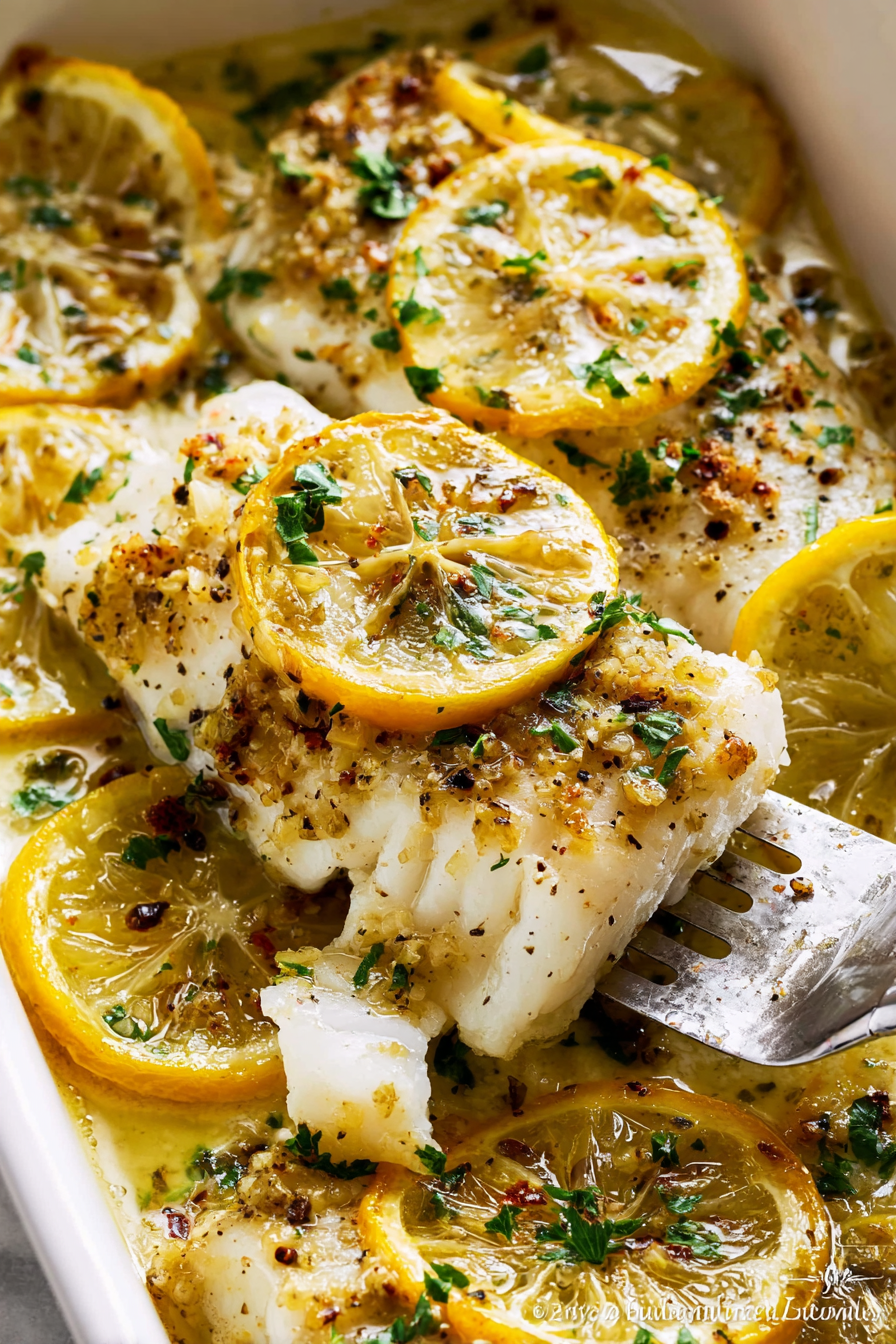 The Best Baked Lemon Fish with Garlic Butter