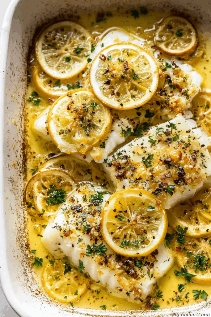 The Best Baked Lemon Fish with Garlic Butter