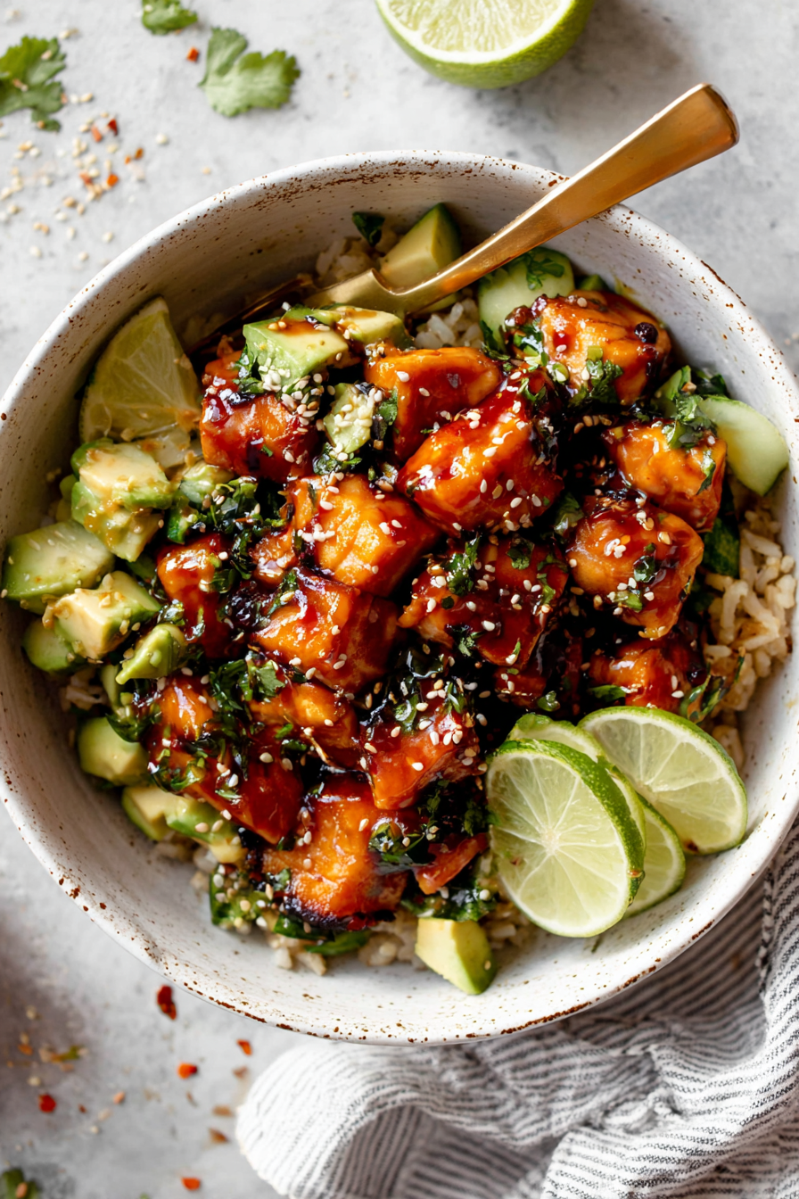 The Best Honey Glazed Salmon Rice Bowls Recipe