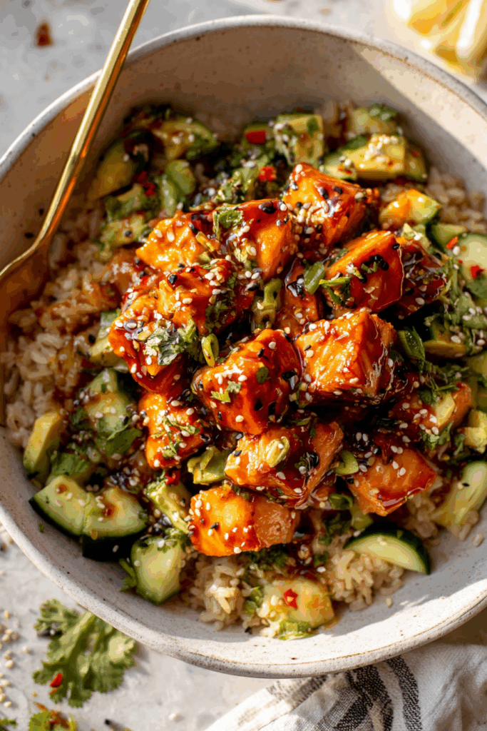 The Best Honey Glazed Salmon Rice Bowls Recipe