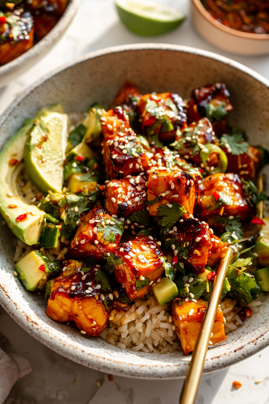 The Best Honey Glazed Salmon Rice Bowls Recipe