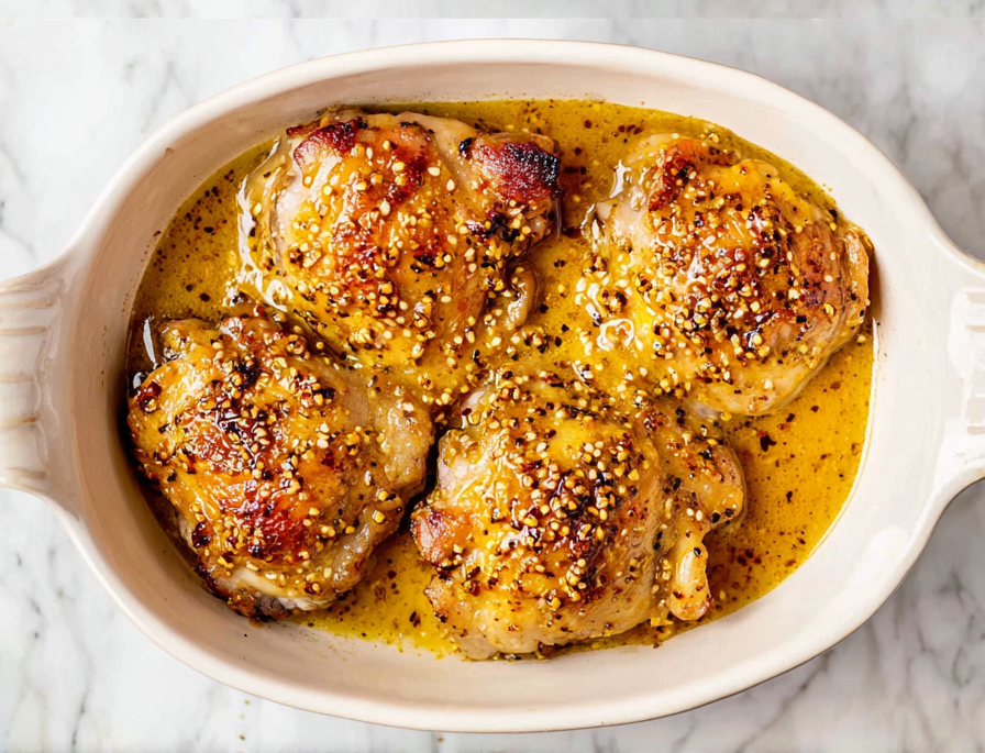 Crispy Baked Chicken Thighs with Honey Mustard Garlic Glaze Crispy Baked Chicken Thighs with Honey Mustard Garlic Glaze
